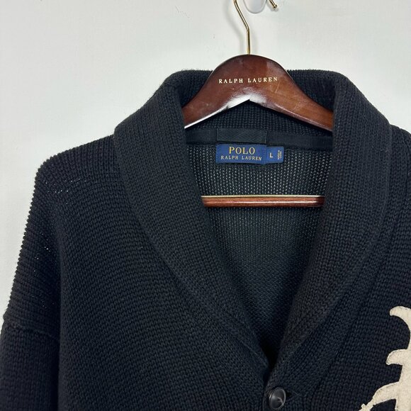 Polo Ralph Lauren P Wing Shawl Neck Cardigan Sweater Rowing Club Large - Picture 2 of 12